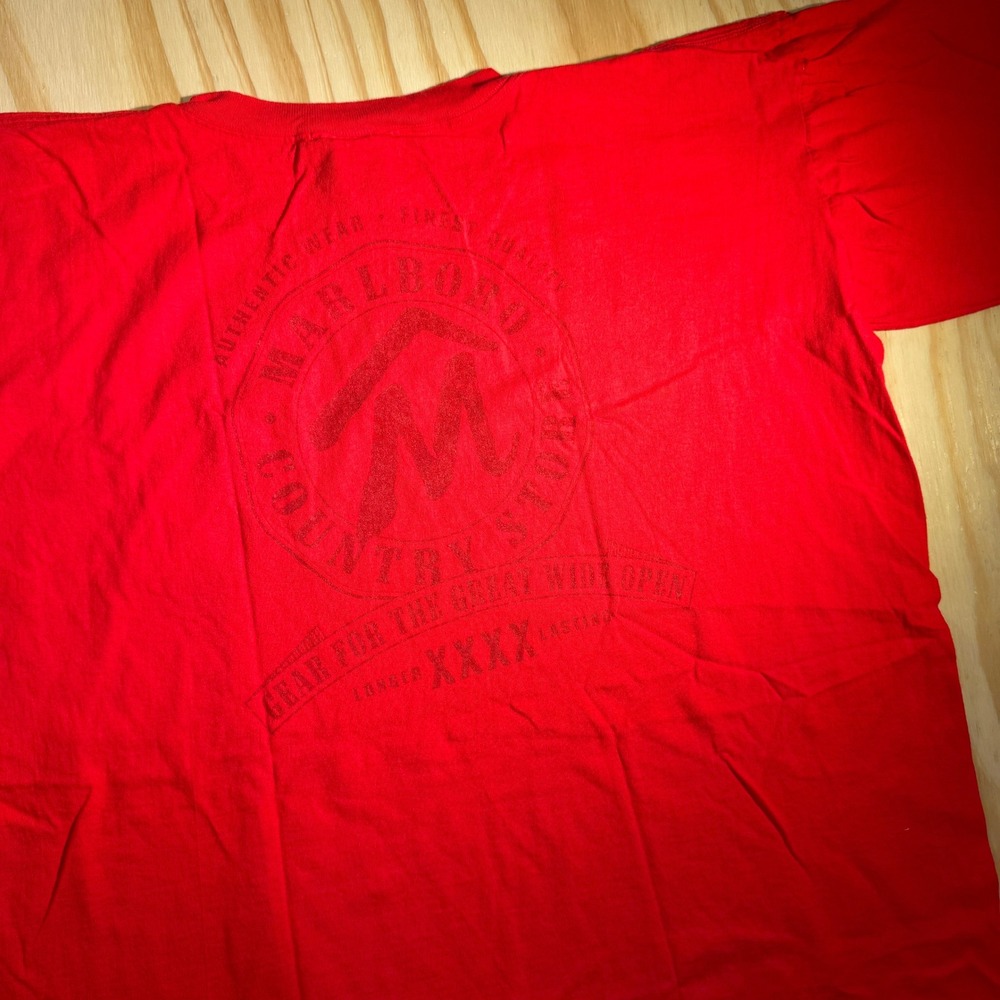Marlboro Country Store Men's Vintage Red Big Logo Pocket T-Shirt Size OS